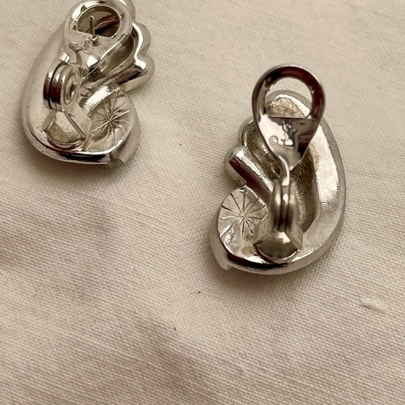 Vintage Signed Yves St Laurent YSL Rhinestone French Clip Earrings 1980s - Picture 8 of 8